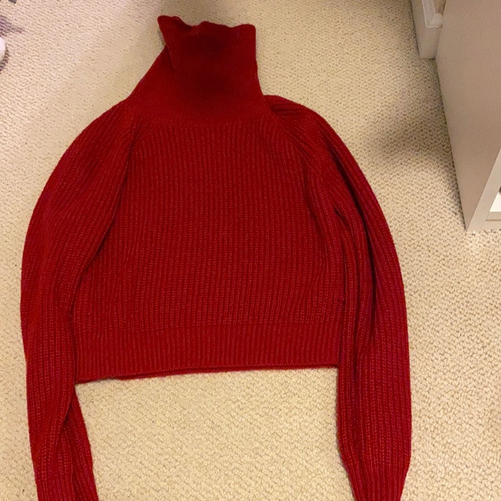 Red turtle neck sweater